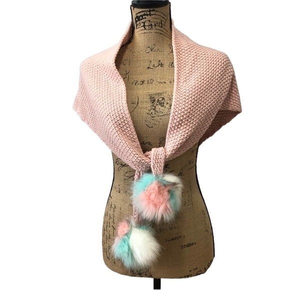 Capelli Kids Pink Cotton Candy Pom Pom Scarf Wrap - Picture 1 of 8